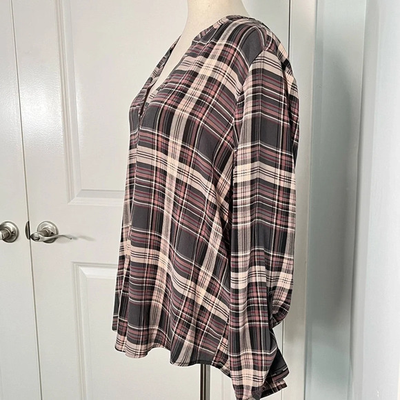 Joie Coralle 100% Silk plaid Peasant blouse - Picture 6 of 9